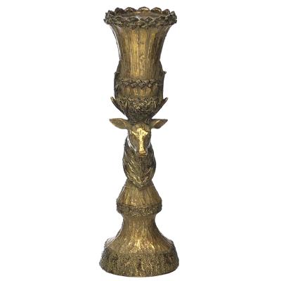Large Antique Gold Stag Candle Holder